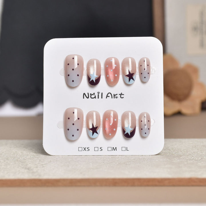 Artistic Star-Embellished Press-On Nail Set Stornfield