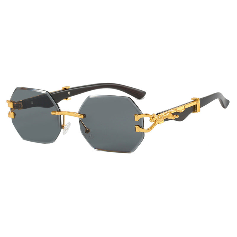 Women's fashionable sunglasses with extravagant octagonal design and golden accents Stornfield