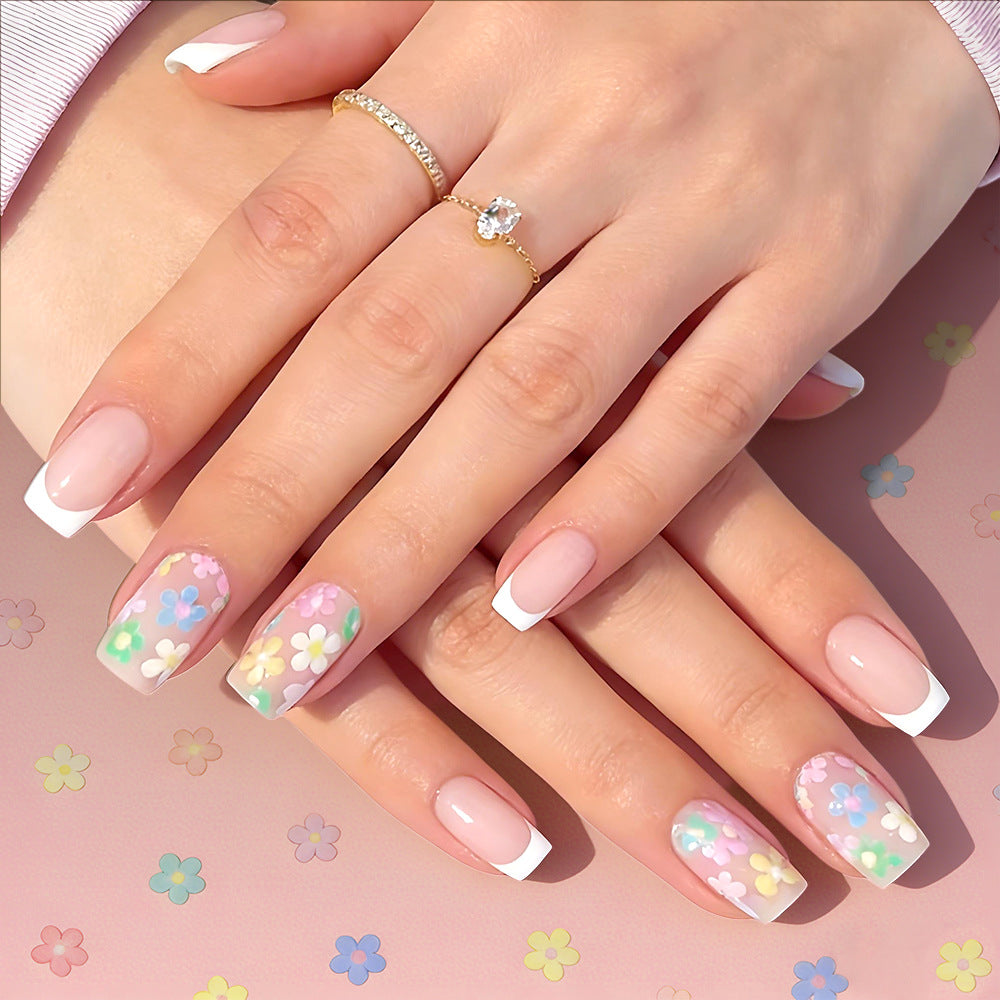 Floral French Tip Press-On Nail Set Stornfield