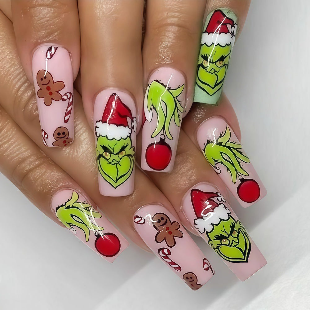 Artificial nail tips with festive Christmas designs Stornfield