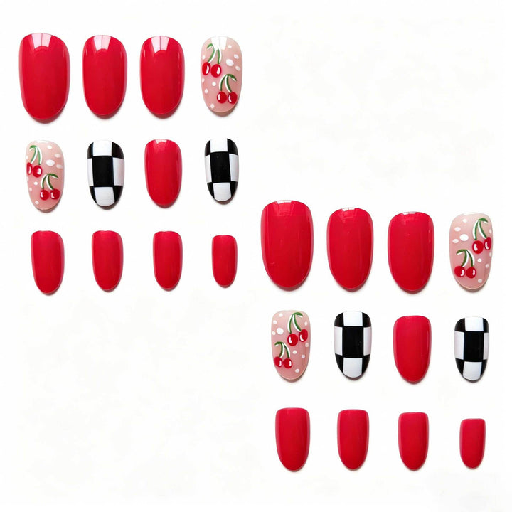 Creative Cherry and Checkered Nail Art Kit