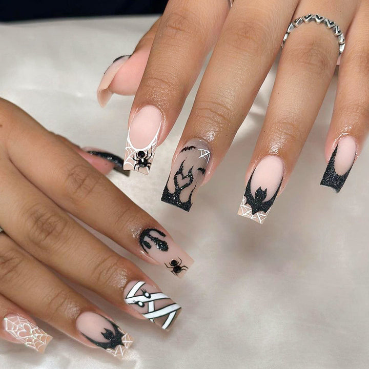 Halloween Artificial Nail Set with Creepy Spider and Web Designs Stornfield