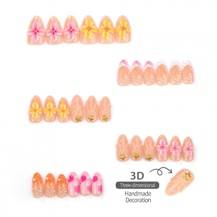 Floral Accent Press-On Nail Set