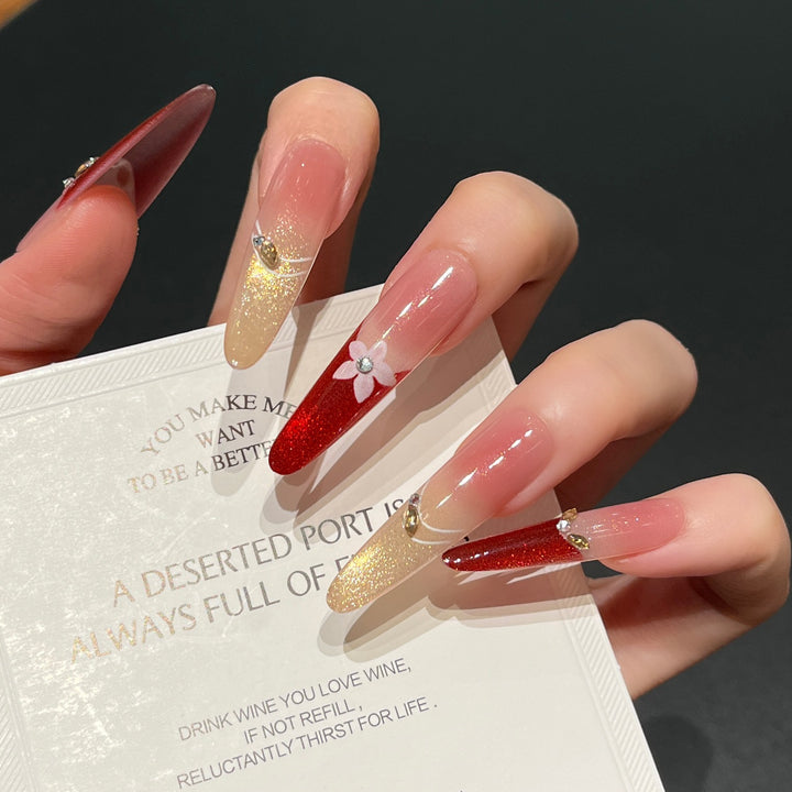 Artistic Floral-Embellished Press-On Nail Art Stornfield