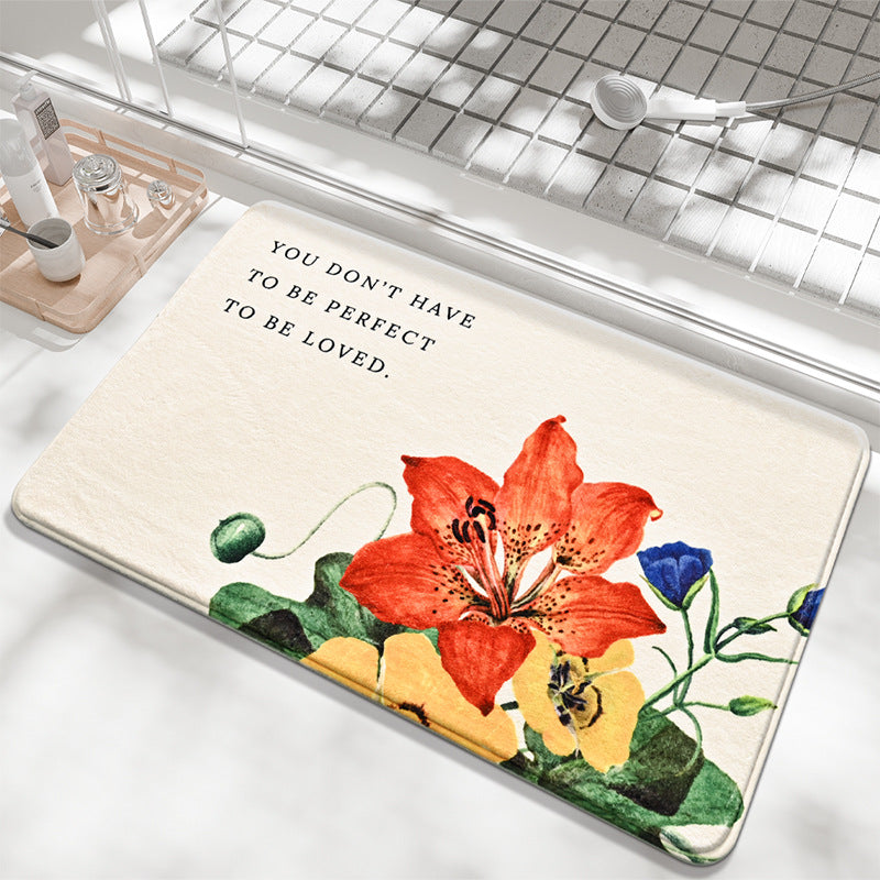 Decorative Floral Sayings Bath Mat Stornfield