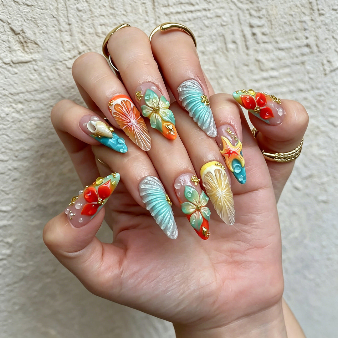 Artistic 3D Decorative Press-On Nail Set Stornfield