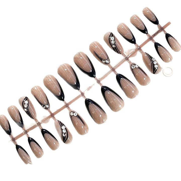 Elegant Press-On Nail Design with Rhinestone Accents Stornfield