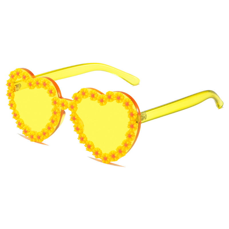 Ladies Love-Shaped Sunglasses with Floral Embellishments Stornfield