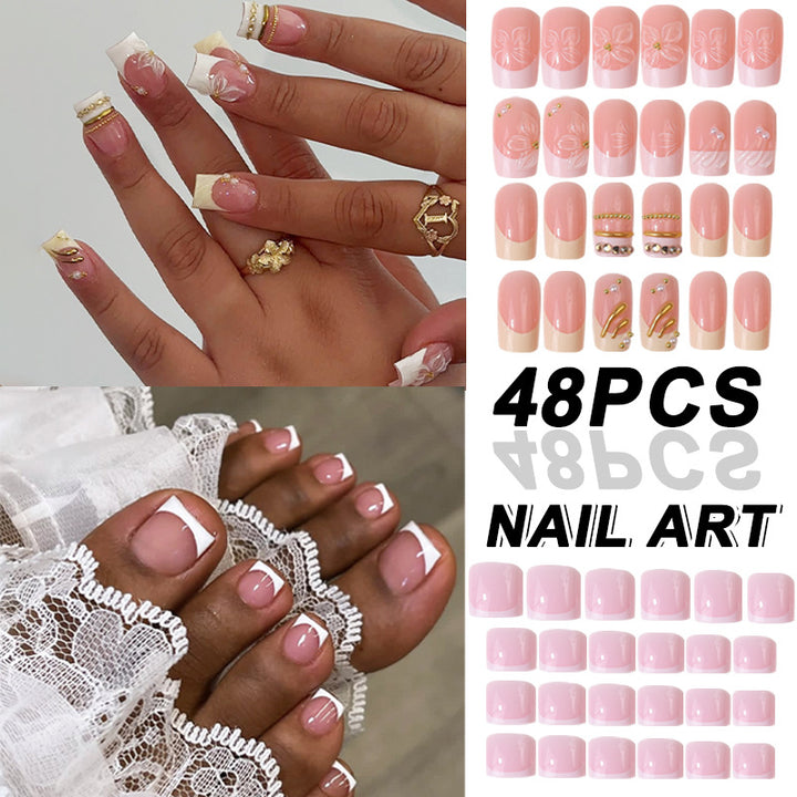 Premium French-Style Press-On Nail Set Stornfield