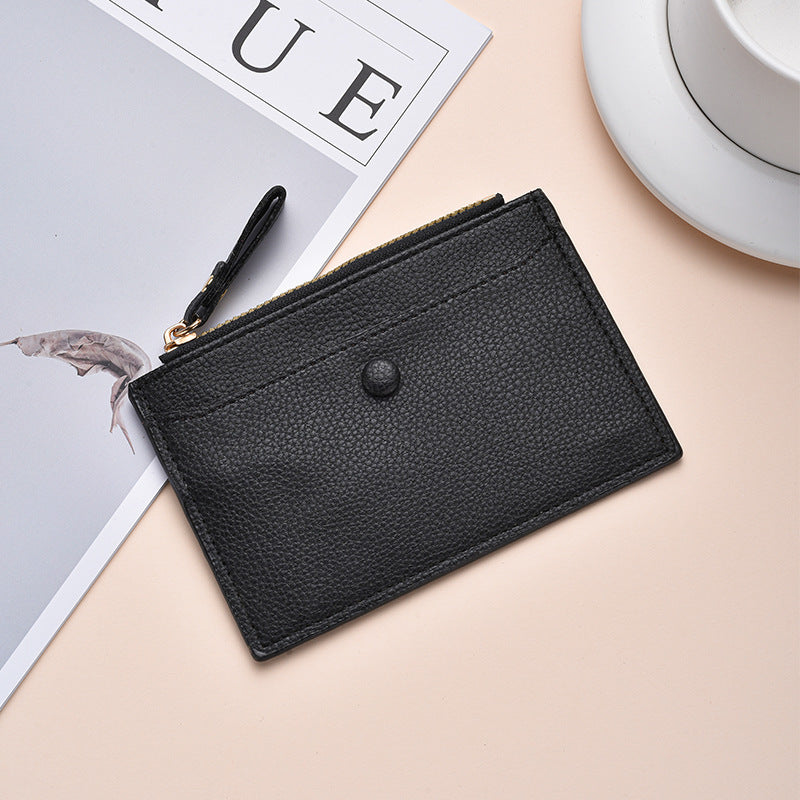 Textured Leather Zippered Card Holder Stornfield