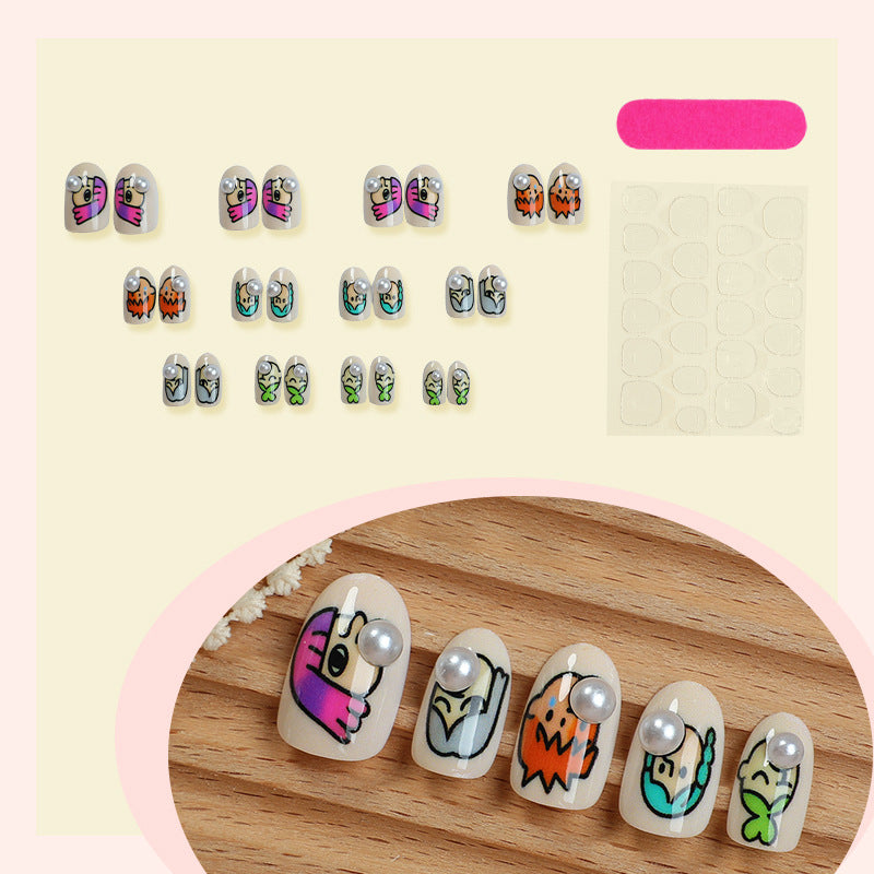 Cartoon-Themed Press-On Nail Art Set Stornfield