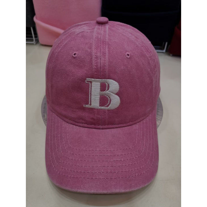 Women's Distressed Cotton Baseball Cap with Letter Embroidery Stornfield