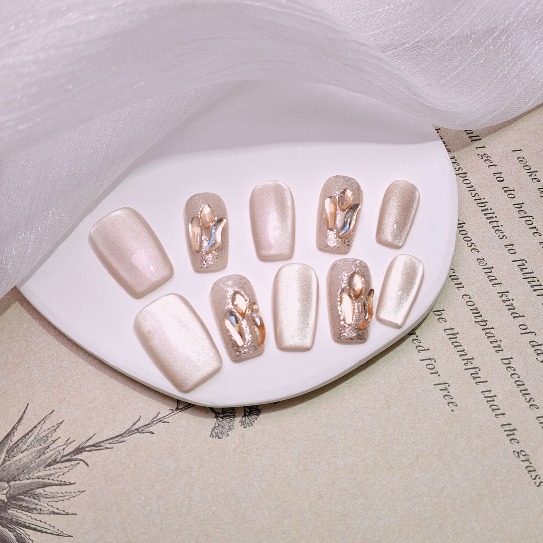 Elegant French Tip Press-On Nails Stornfield
