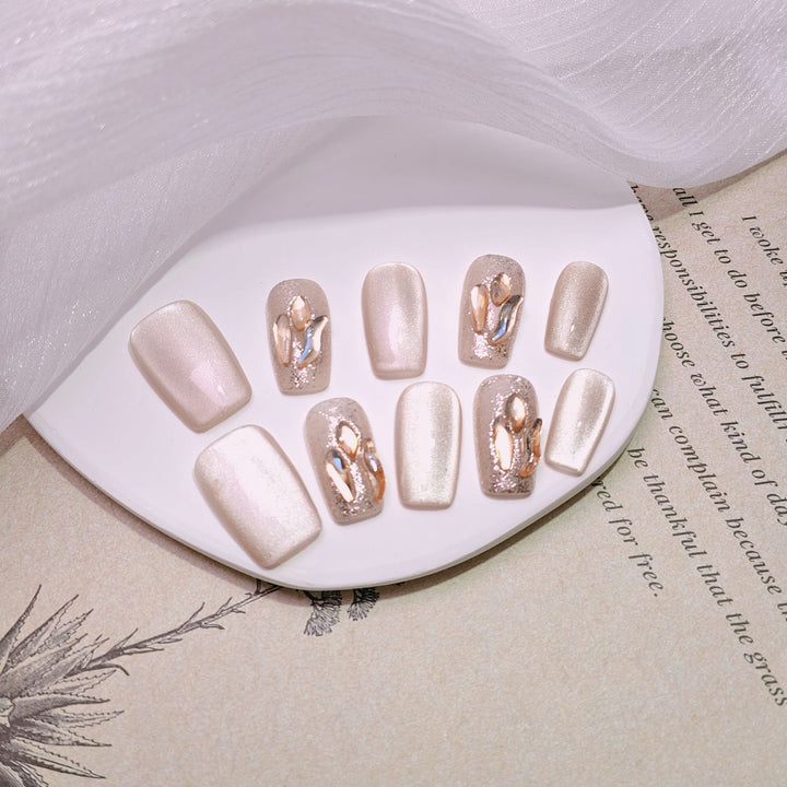 Elegant French Tip Press-On Nails Stornfield