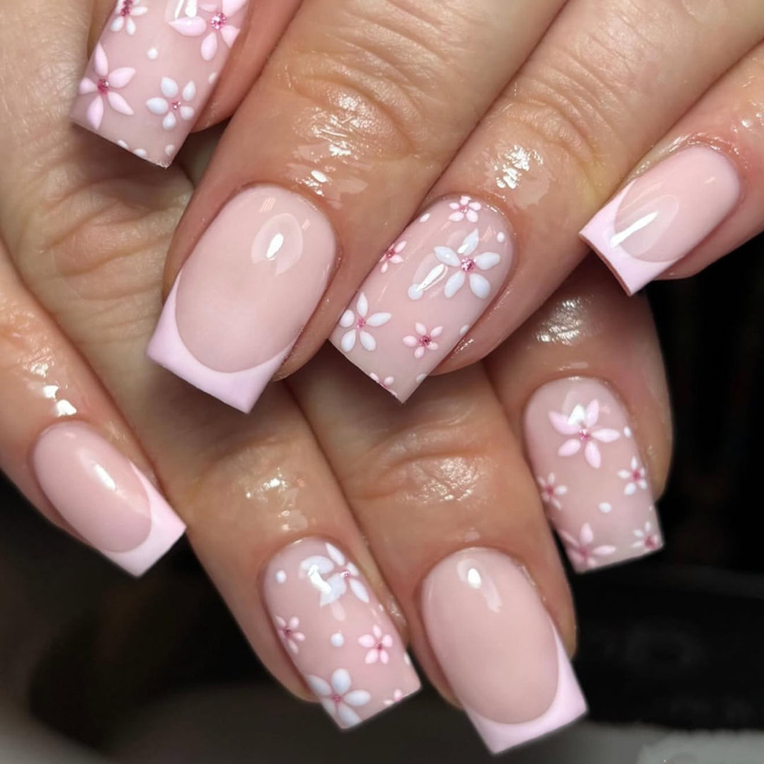 Artful Nail Extensions with Floral Designs Stornfield
