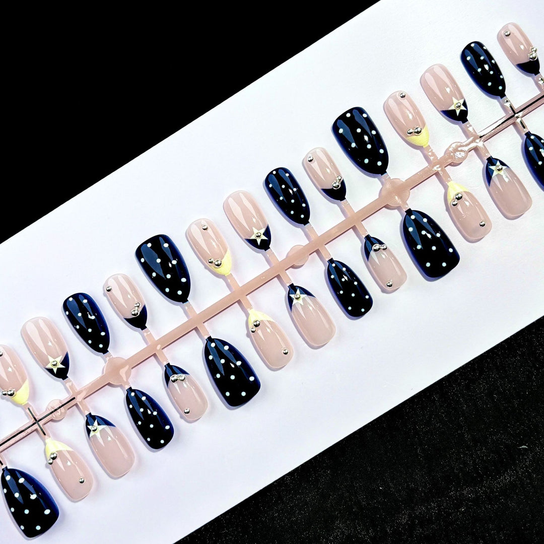 Decorative Press-On Nail Set with Star Accents