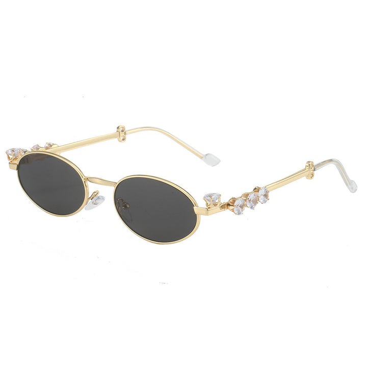 Fashion-Forward Oval Sunglasses with Crystal Accents Stornfield