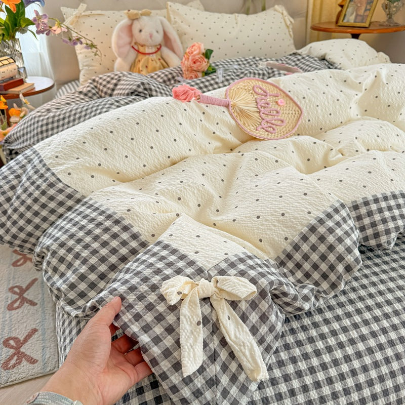 Cozy Quilted Gingham Duvet Cover Set