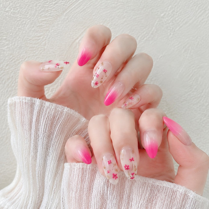 Artificial nails with delicate flower and ombre effect Stornfield