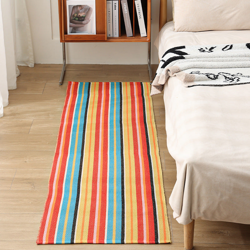 Flat woven bed runner and carpet runner with vibrant checked design Stornfield