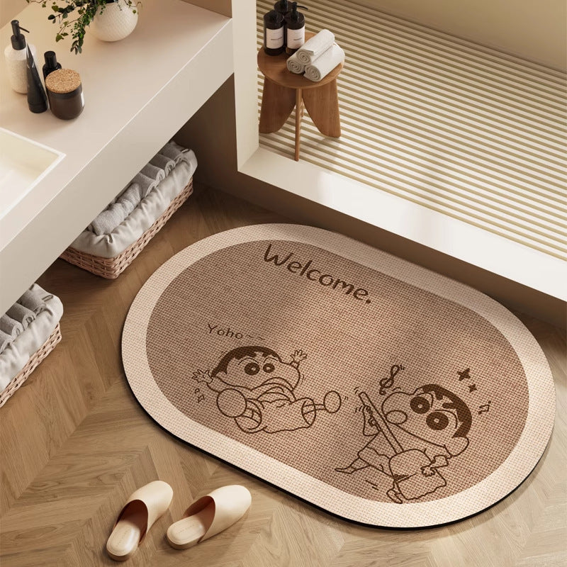 Playful Cartoon Character Bath Mat