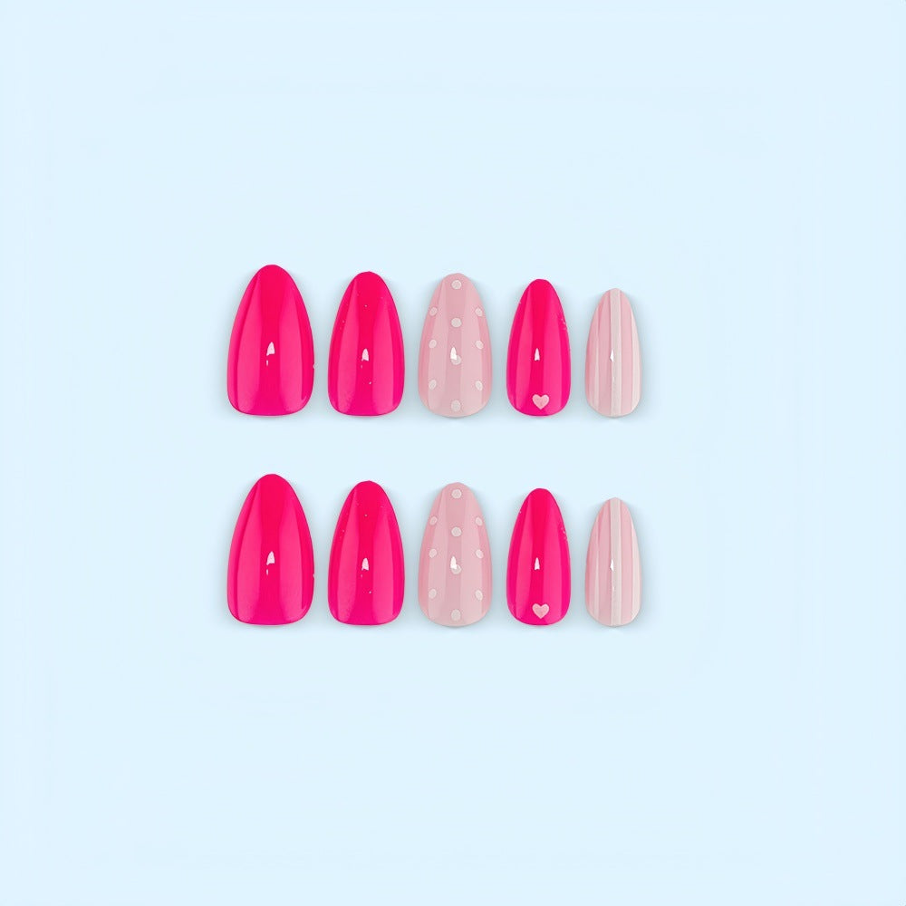 Creative Nail Art with Heart and Dot Design Stornfield