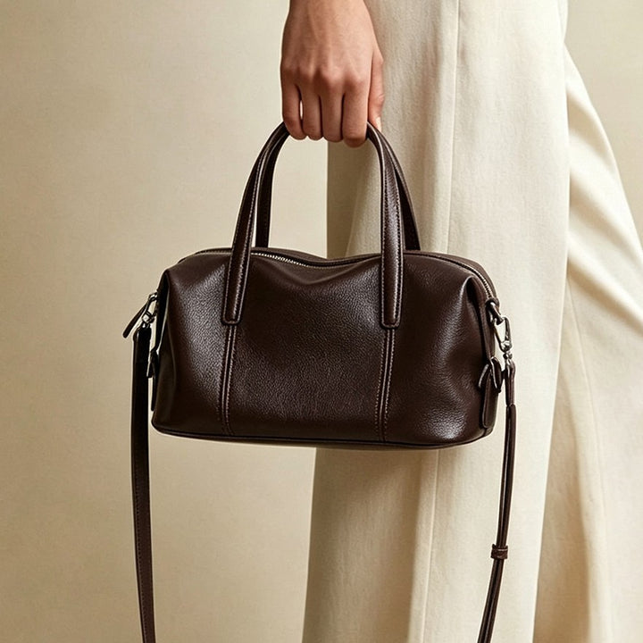 Structured Barrel Top-Handle Satchel with Removable Crossbody Strap