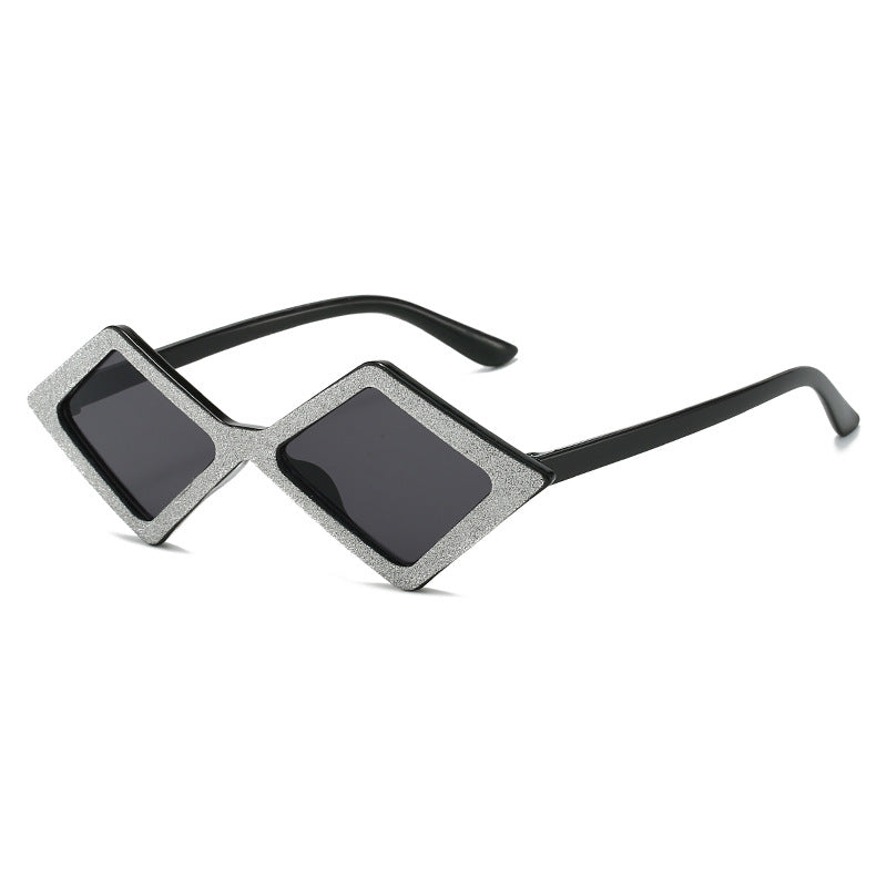 Ladies futuristic, geometric sunglasses with glittering frame Stornfield
