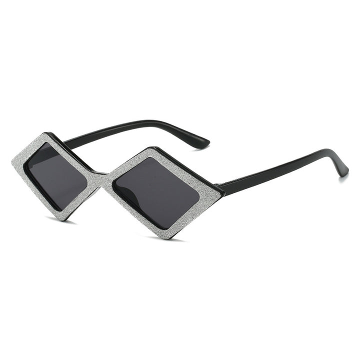 Ladies futuristic, geometric sunglasses with glittering frame Stornfield