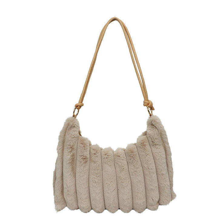 Plush Leopard Print Shoulder Bag