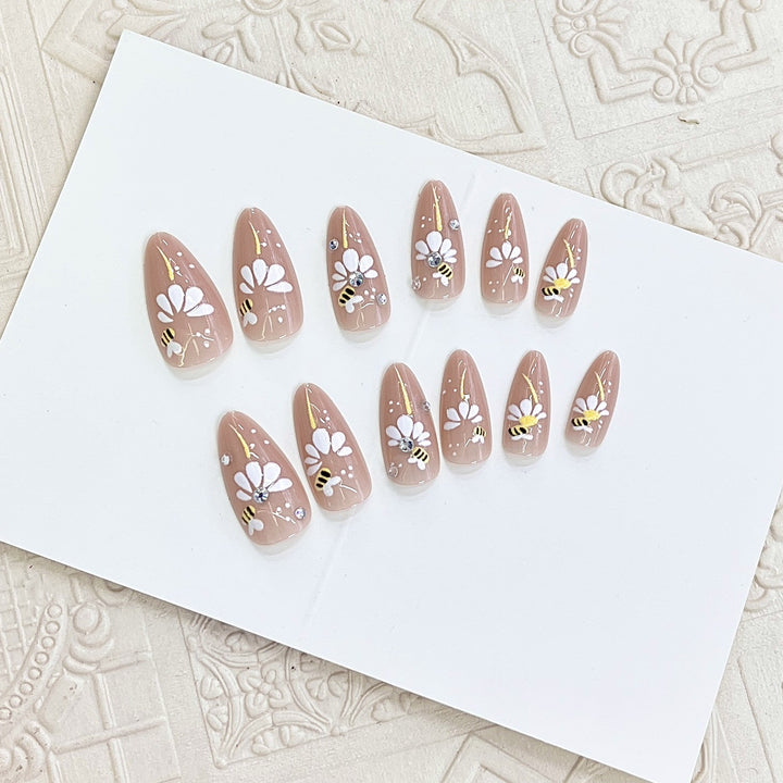 Artistic Floral Press-On Nail Tips Stornfield