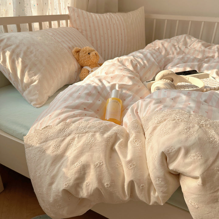 Embroidered Floral Duvet Cover Set