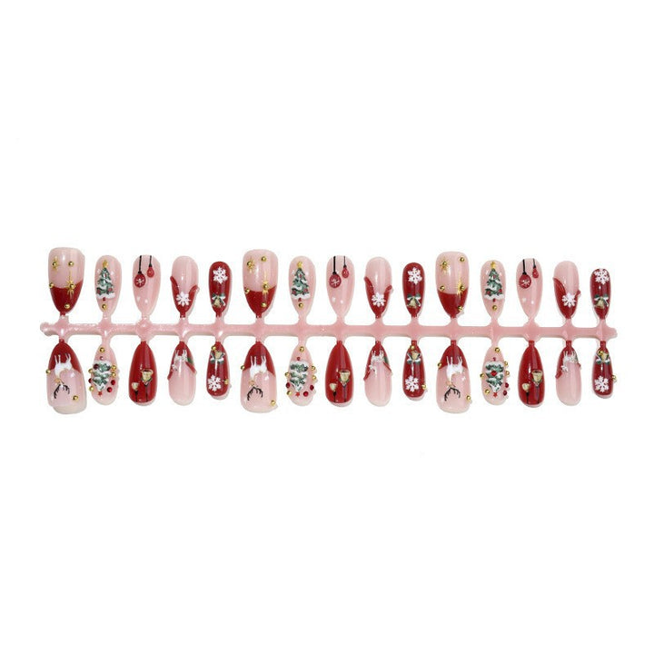 Artificial nail set with festive designs and glitter elements Stornfield