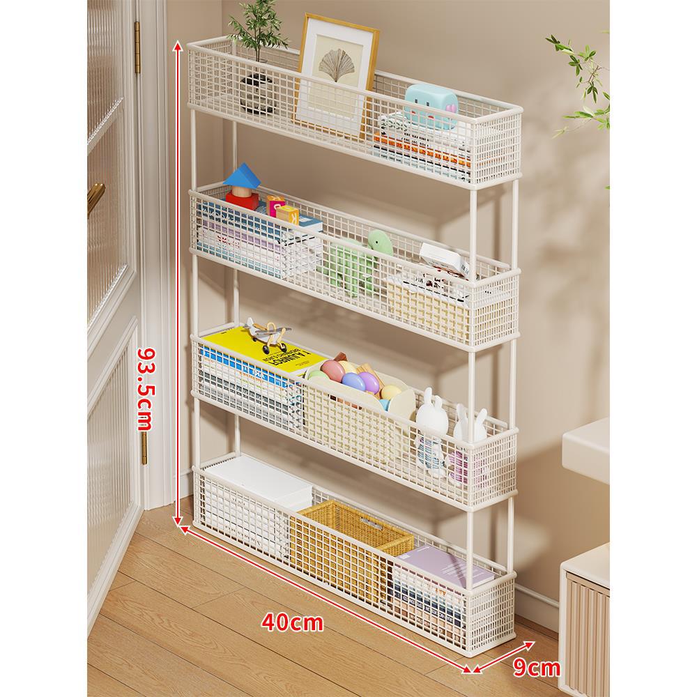Slim Vertical Mesh Basket Organizer Rack for Narrow Spaces