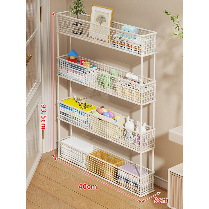 Slim Vertical Mesh Basket Organizer Rack for Narrow Spaces