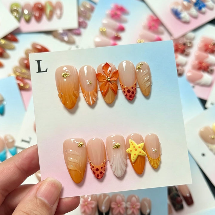 Handmade Floral Design Press-On Nails Set