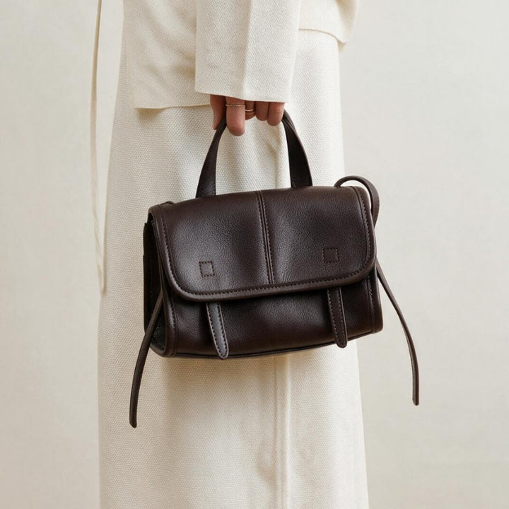 Structured Pebbled Top-Handle Flap Satchel Crossbody