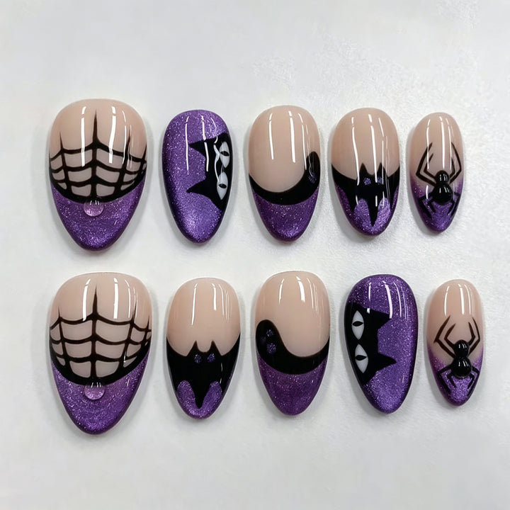 Gothic Spider Web Press-On Nail Art Set