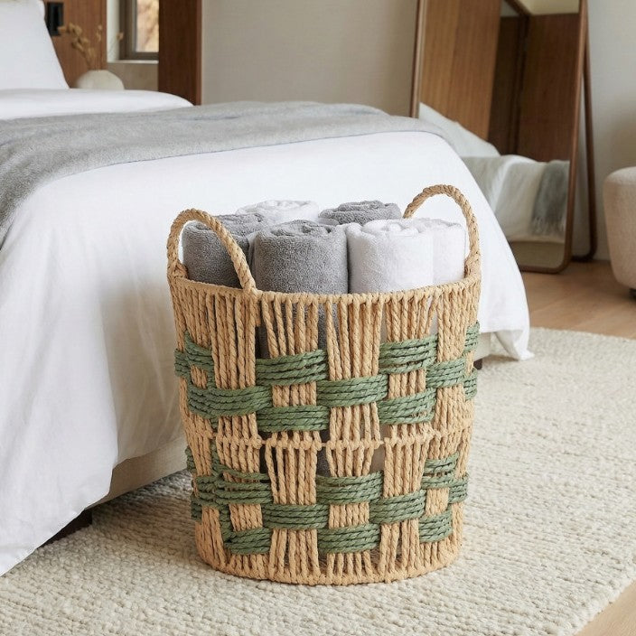 Decorative Woven Storage Basket with Geometric Pattern Stornfield