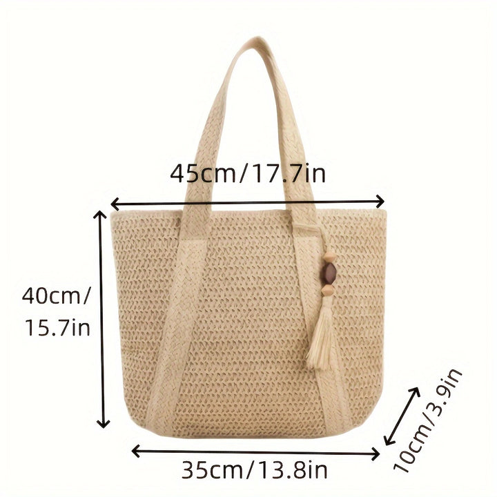 Elegant and Versatile Beach Bag with Leather Handles Stornfield