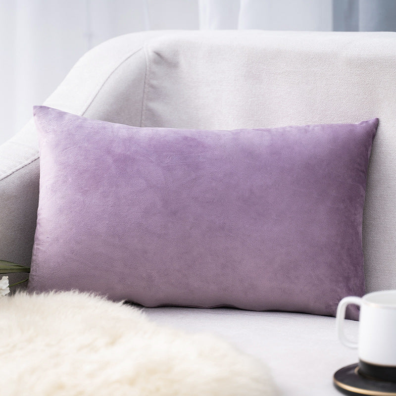 Plush Velvet Lumbar Pillow Cover with Hidden Zipper and Removable Insert Support