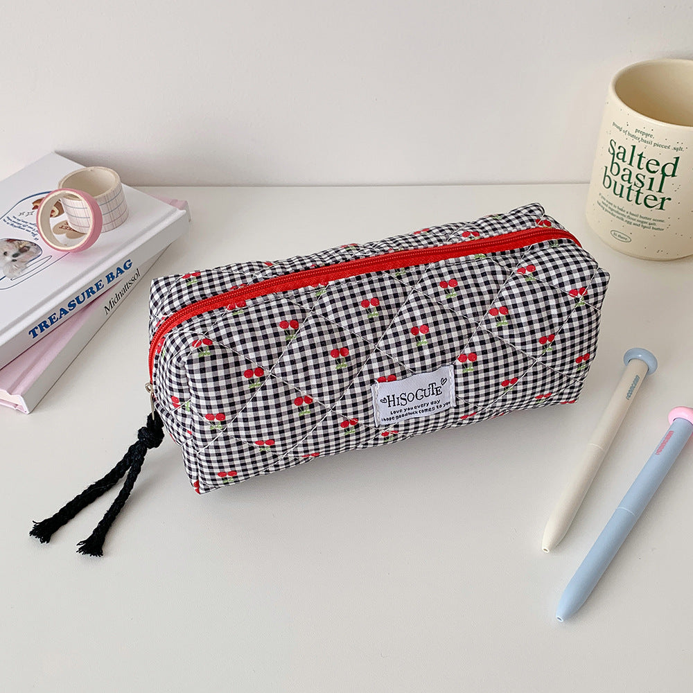Quilted Cherry Print Pencil Case Stornfield