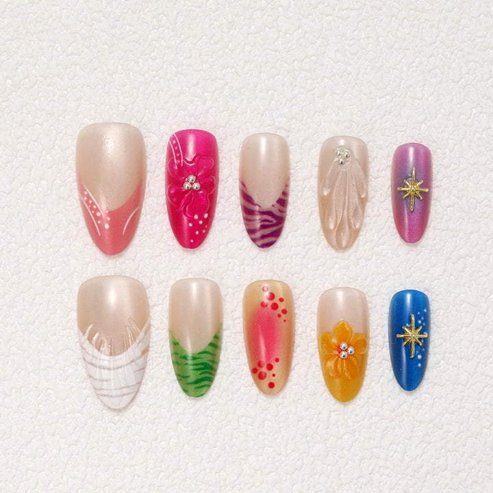 Nail Art Set with Floral and Glittering Accents Stornfield