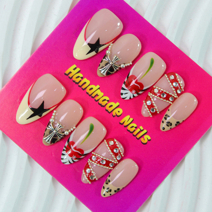 Artificial nails set with luxurious handmade designs and glamorous accents Stornfield