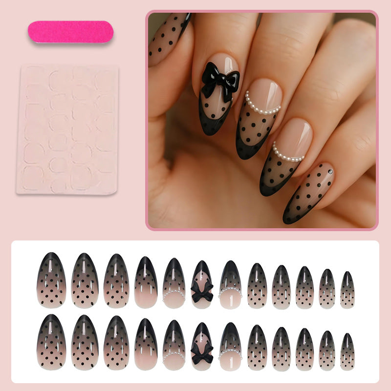 Nail art set with elegant dot and bow pattern Stornfield