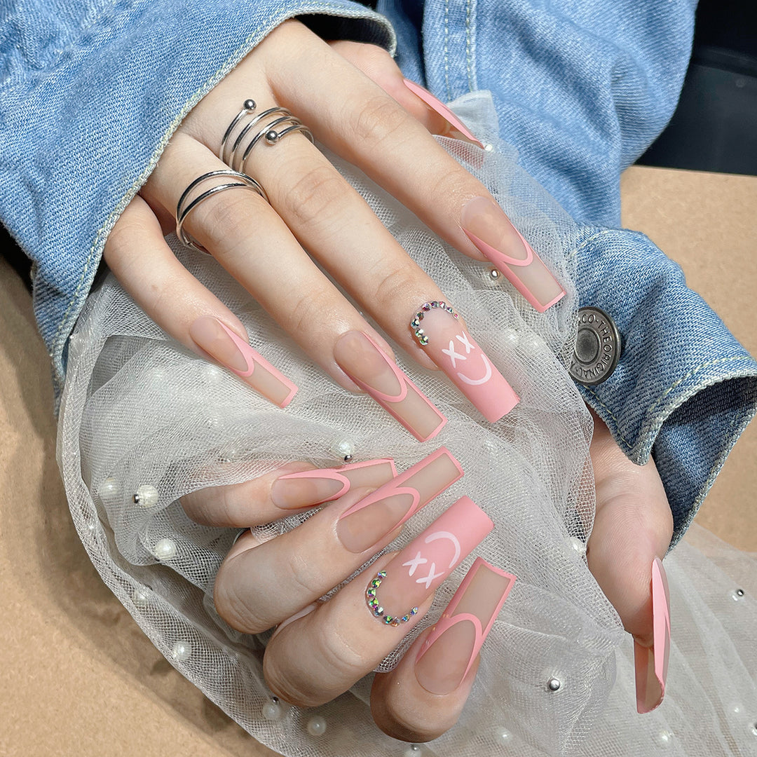 Long Square Press-On Nails with Elegant Design Stornfield
