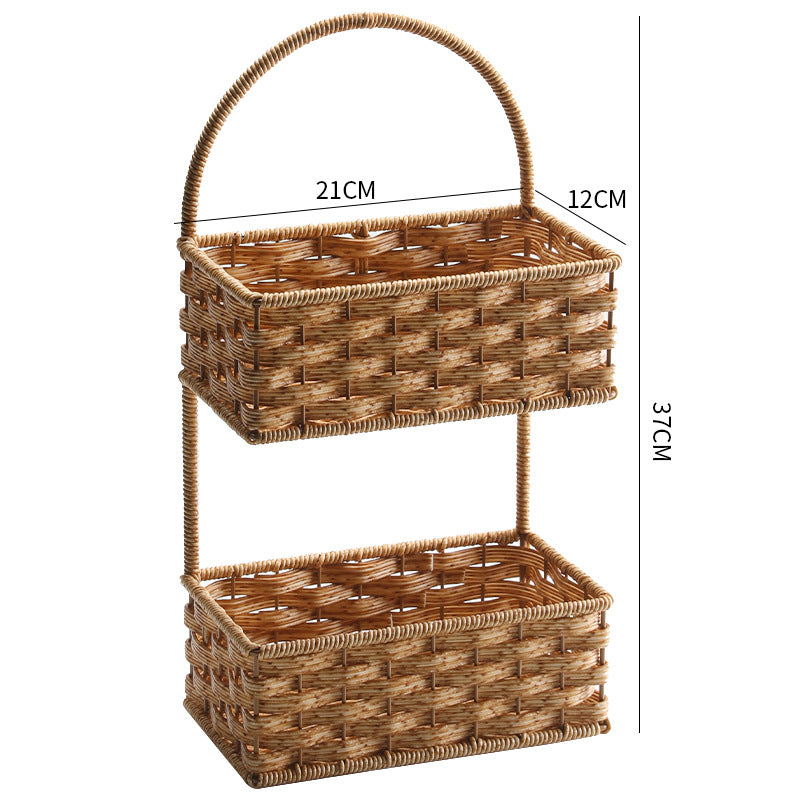 Double-Tiered Wicker Storage Basket Stornfield