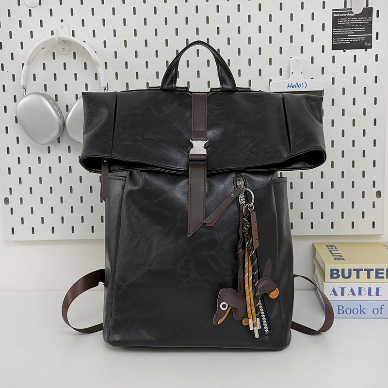 Versatile Leather Roll-Top Backpack Stornfield