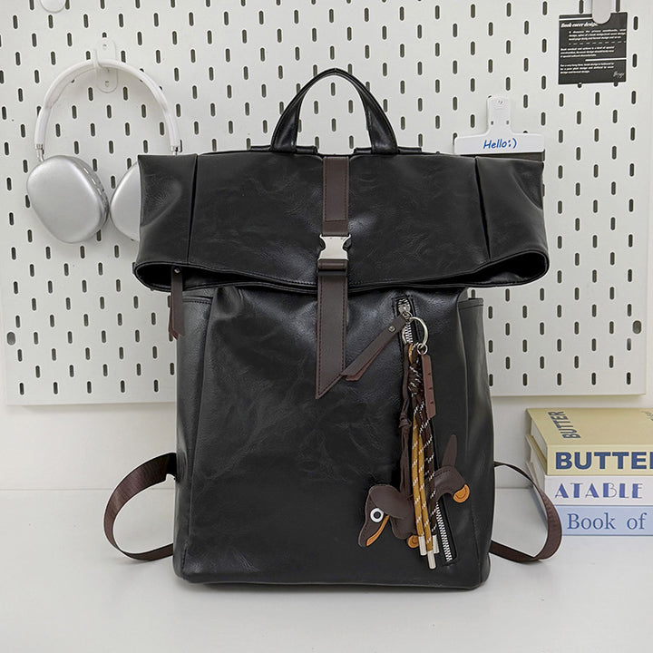 Versatile Leather Roll-Top Backpack Stornfield