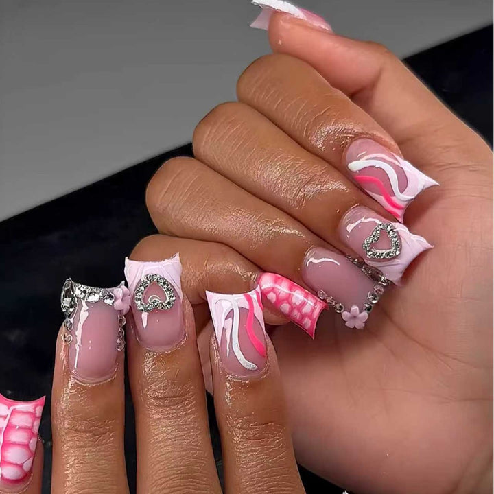Artistic Heart-Embellished Nail Extensions Stornfield
